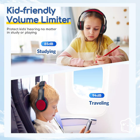 EarFun K1 Kids Headphones Wired with Mic, Volume Limit Headphones for Kids