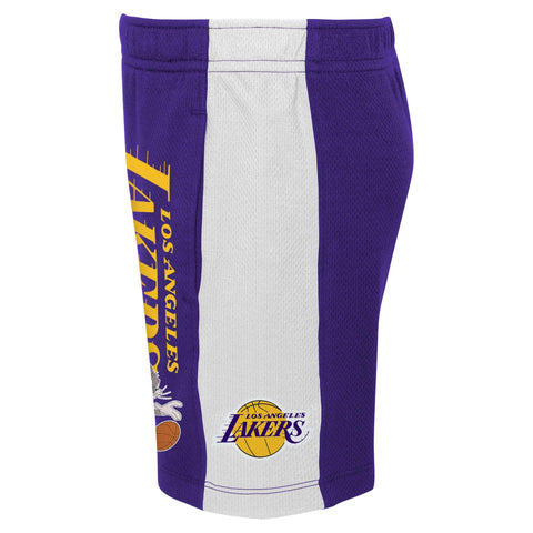 Outerstuff Los Angeles Lakers NBA Boys Youth (8-20) Backboard Block Mesh Shorts, Purple Medium 10-12