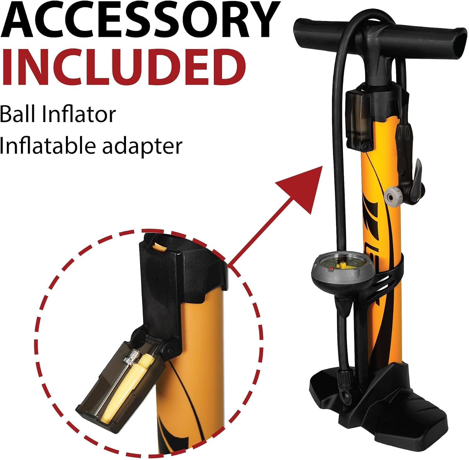 BV Bicycle Pump Durable Bike Floor Pump 17/24 inch Smart Valve Head, 160 psi, Automatically Reversible Presta and Schrader