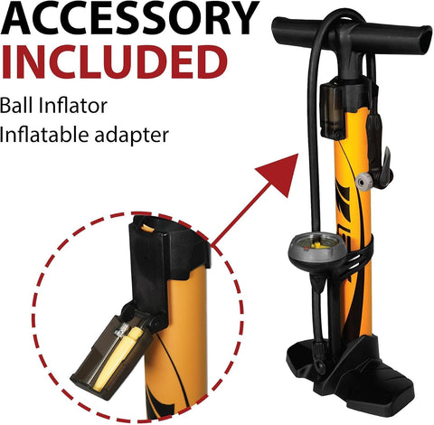 BV Bicycle Pump Durable Bike Floor Pump 17/24 inch Smart Valve Head, 160 psi, Automatically Reversible Presta and Schrader
