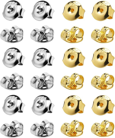 DELECOE 18K Yellow Gold Plated Earring Replacements, 925 Sterling Silver Earring Backs - Hypoallergenic, Secure - 12PCS/6 Pair