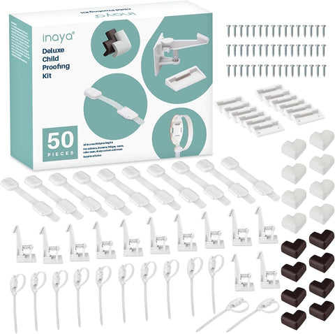 Inaya Deluxe Baby Proofing Kit 50pc, Upgraded Version Baby Safety Products