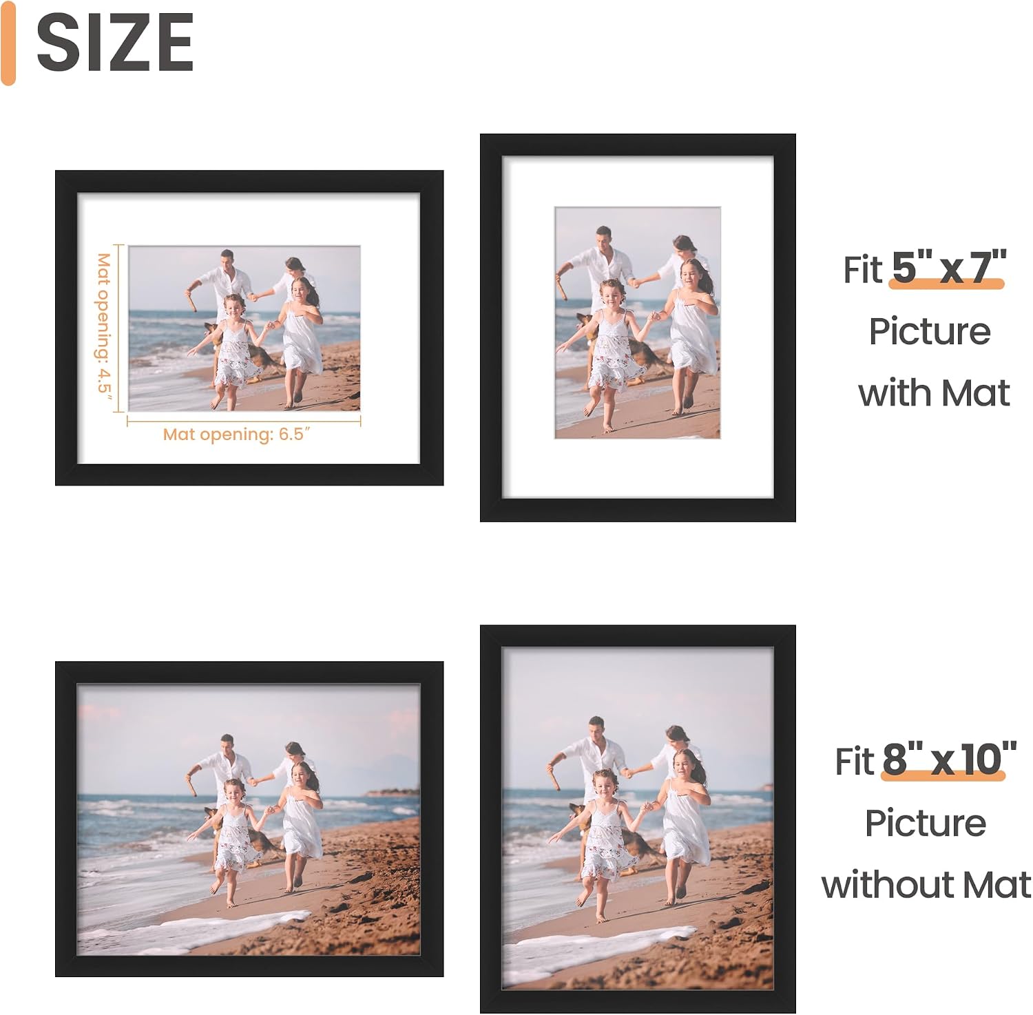 upsimples 8x10 Picture Frame, Wall Decor Photo Frames, Black 1 Pack