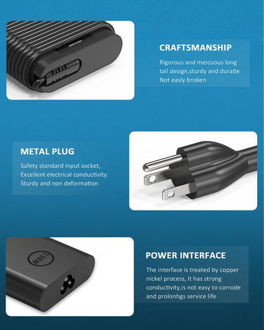 130W USB C Laptop Charger Compatible with Dell Precision 5570 5560 5550 5530 5760 5750 3560 Latitude 7410 7310 7210 9410 9510 5420 5520 5510 XPS 15 17 2in1 9575 9500 9700 Power Cord