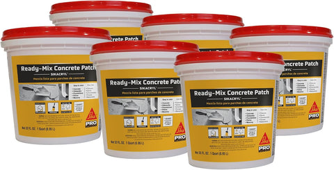 SIKA Sikacryl Ready-Mix Concrete Patch, Gray, 1 qt, 6-Pack