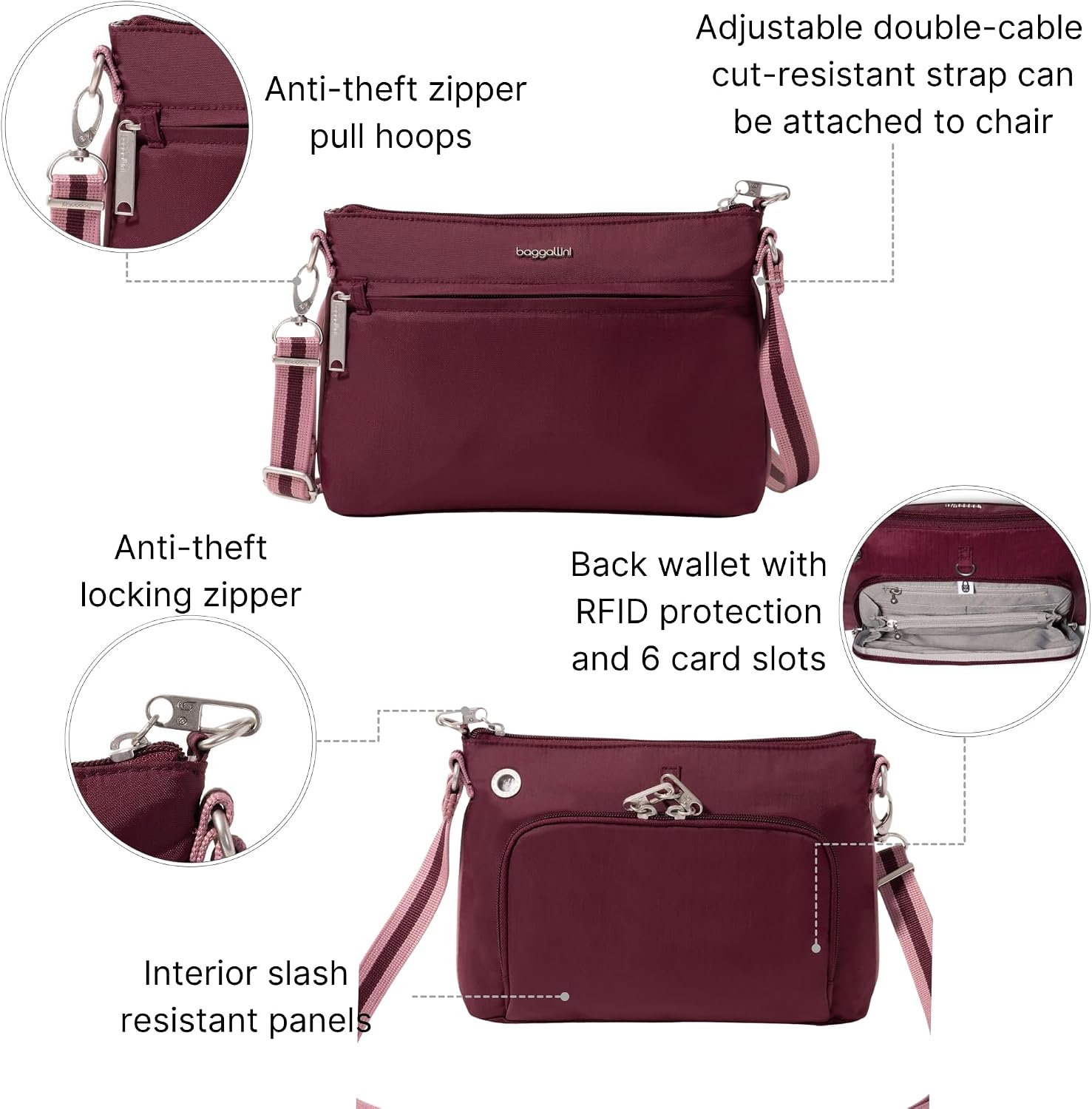 Baggallini Securtex™ Anti-Theft Memento Crossbody