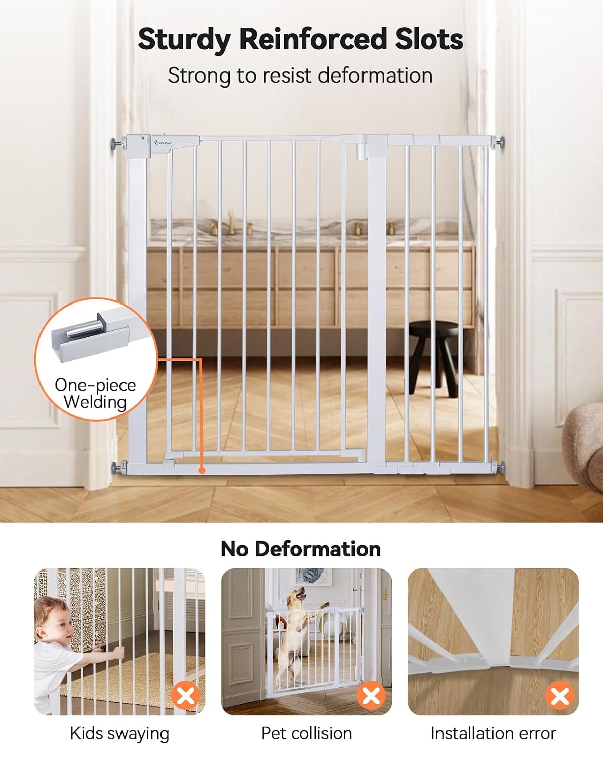 COMOMY 36" Extra Tall Baby Gate for Stairs, Fits 29.5" to 43.3" Openings