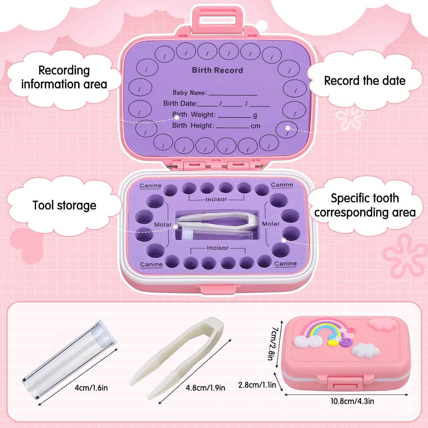 Tooth Holders for Kids Keepsake, Baby Teeth Keepsake Box, Tooth Saver, Tooth Container for Lost Teeth, Teeth Storage Holder for Tooth Fairy (Blue and Pink)
