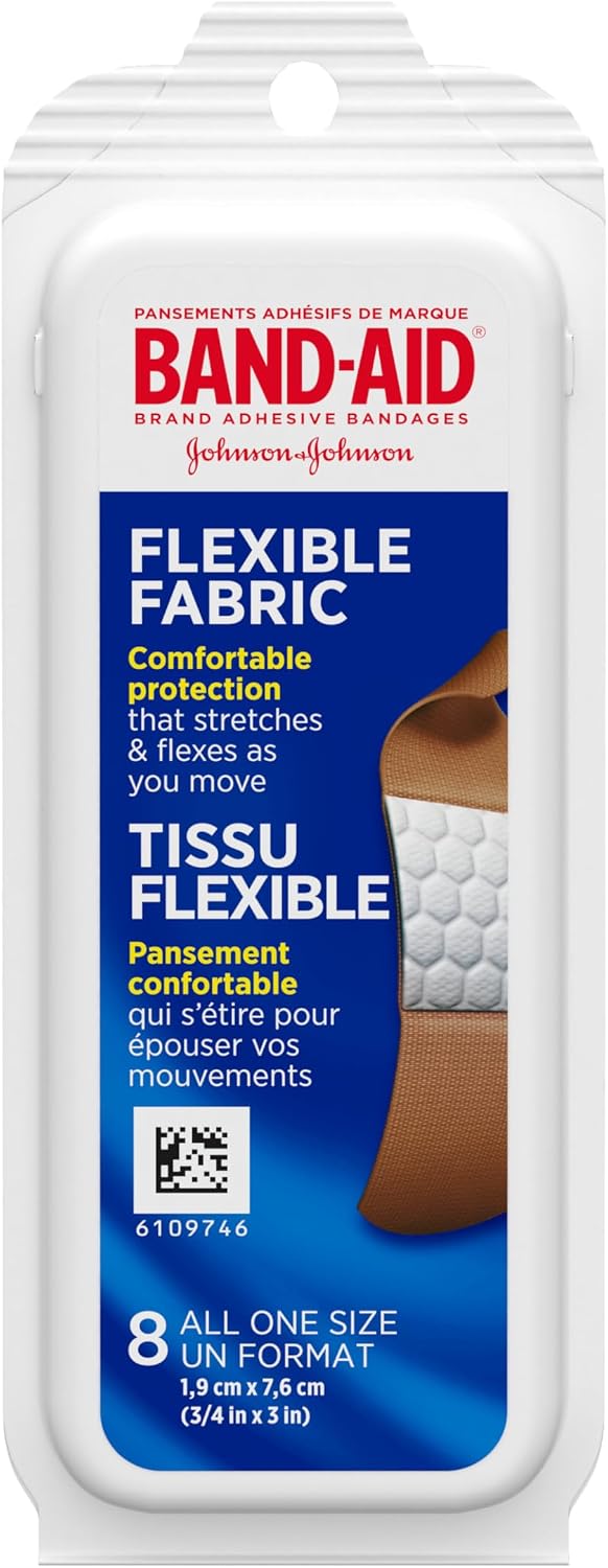 BAND-AID Brand Flexible Fabric Adhesive Bandages, All One Size, 8 Count