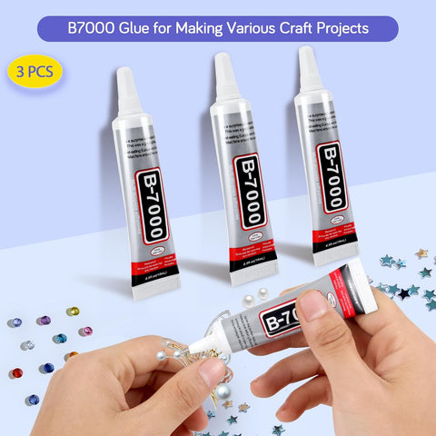 FITTDYHE 3PCS Jewelry Glue - 15ML/0.5fl oz Clear DIY Craft Glue for Rhinestones, Waterproof Strong Bond Adhesive for Phone Repair, Nail Art, Shoes, Fabric, Metal, Glass