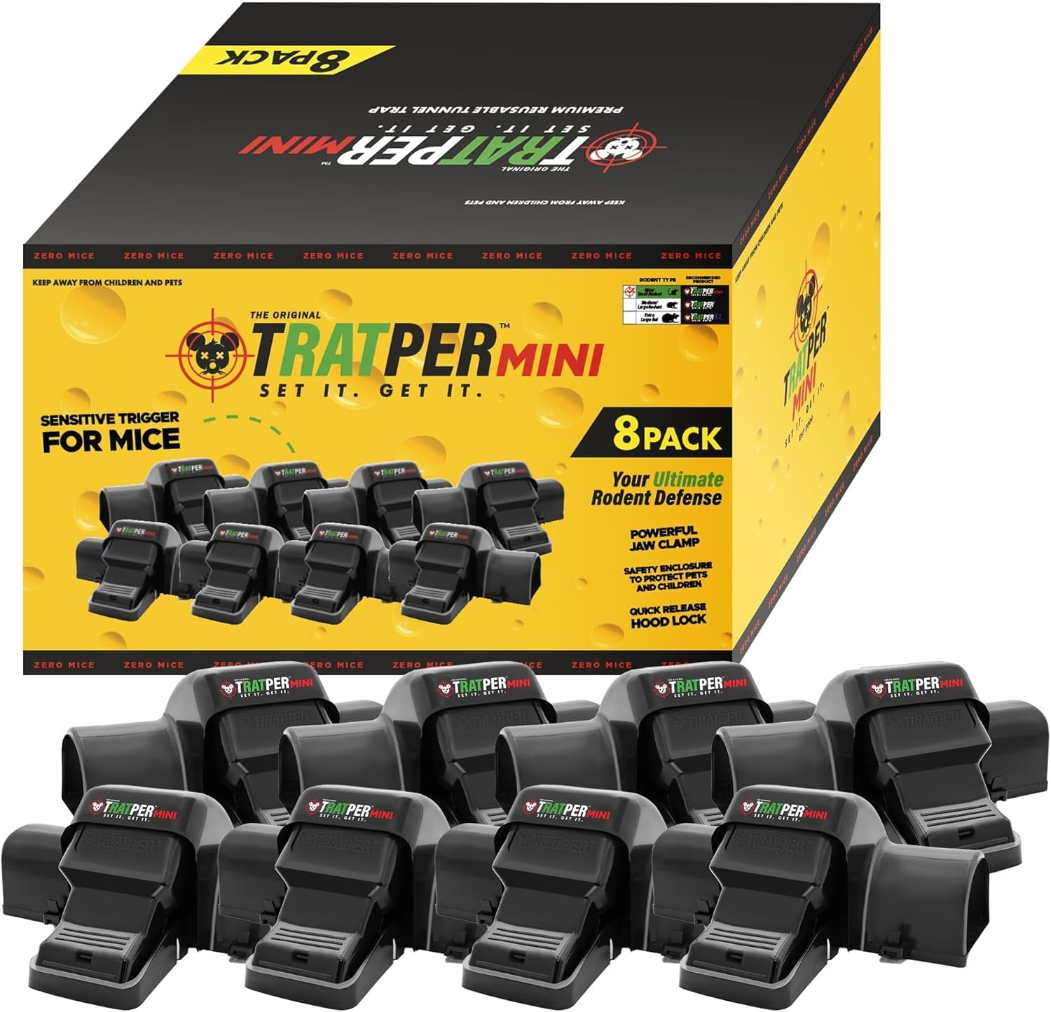 Tratper Mouse Tunnel Traps. Prevents Accidental Triggering with Dual Tunnel Design. Covered Snap Traps for Humane Kill, Safe and Reusable, Pest Control for Mice, Indoor & Outdoor Use, 8 Pack