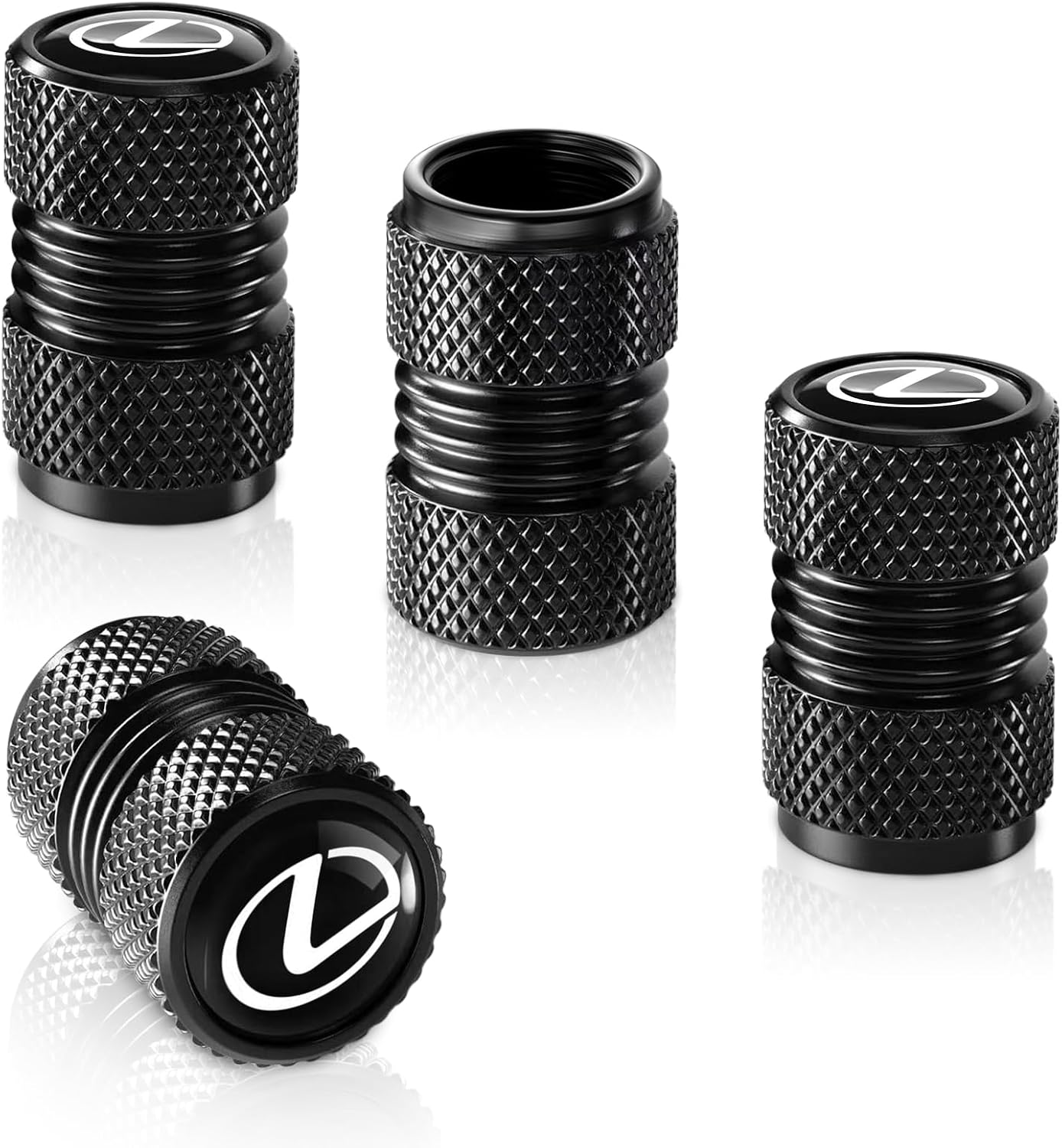 Tire Valve Stem Cap Cover for Lexus RX ES GS LS NX RS GX LX RC LC RX350 is250 GX460 Belt O-Ring Seal Corrosion Resistant tire Valve caps 4 Pack Black