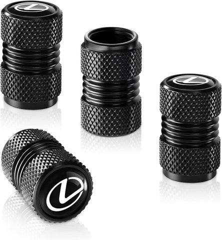 Tire Valve Stem Cap Cover for Lexus RX ES GS LS NX RS GX LX RC LC RX350 is250 GX460 Belt O-Ring Seal Corrosion Resistant tire Valve caps 4 Pack Black
