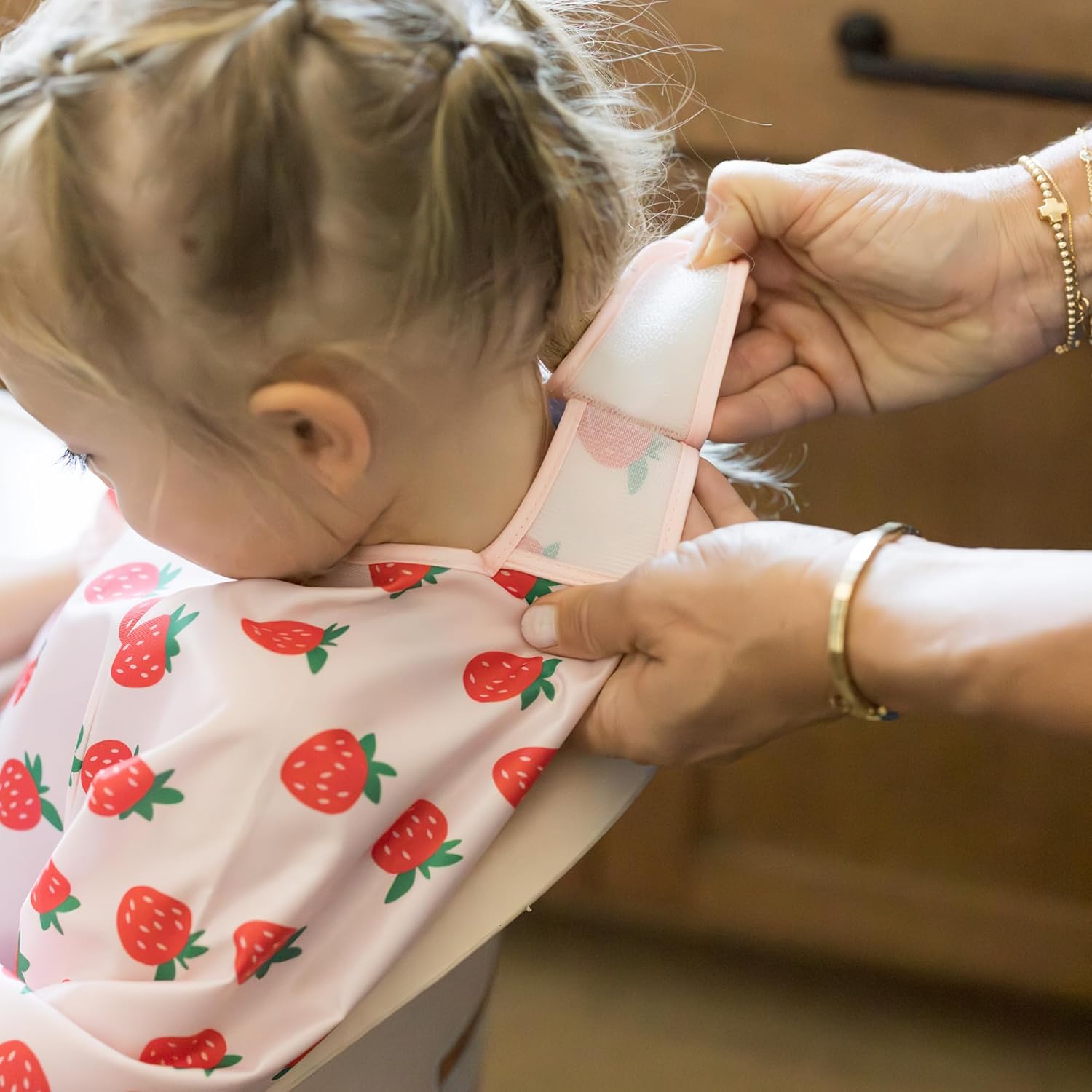 Tiny Twinkle Long Sleeve Bib for Babies&Toddlers|2-Pack Waterproof Smock Bib for Eating|Machine Washable&Mess-Proof Feeding Essentials|Newborn Shower Gift(Cherry Coquette,Strawberries,6-24M)