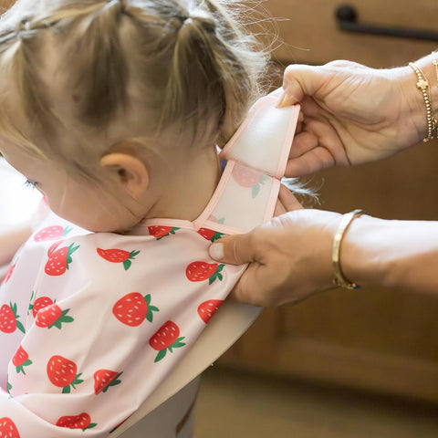 Tiny Twinkle Long Sleeve Bib for Babies&Toddlers|2-Pack Waterproof Smock Bib for Eating|Machine Washable&Mess-Proof Feeding Essentials|Newborn Shower Gift(Cherry Coquette,Strawberries,6-24M)