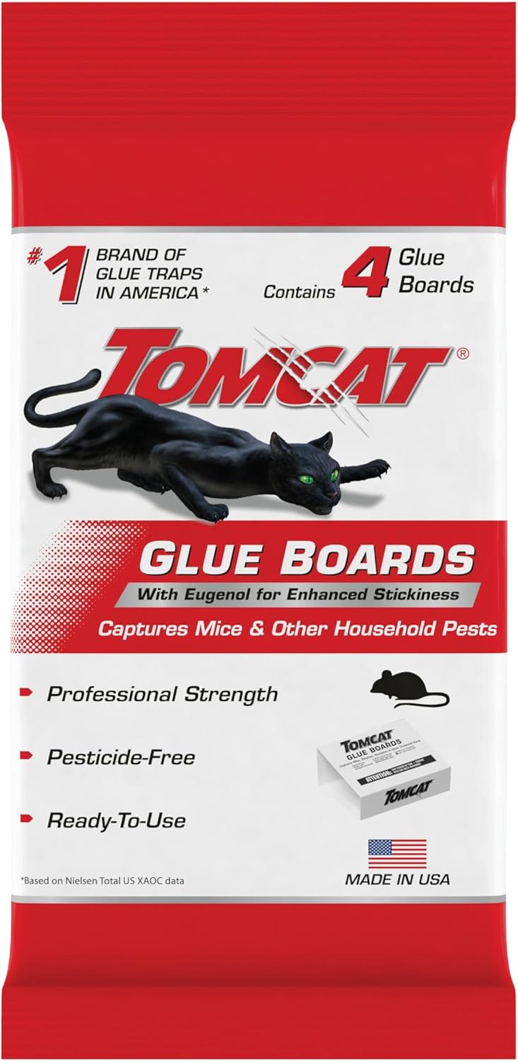 Tomcat Glue Boards with Eugenol for Enhanced Stickiness, 4 Sticky Traps