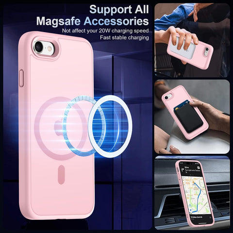 MOCCA Magnetic Shockproof for iPhone SE 2022 Case,Pink