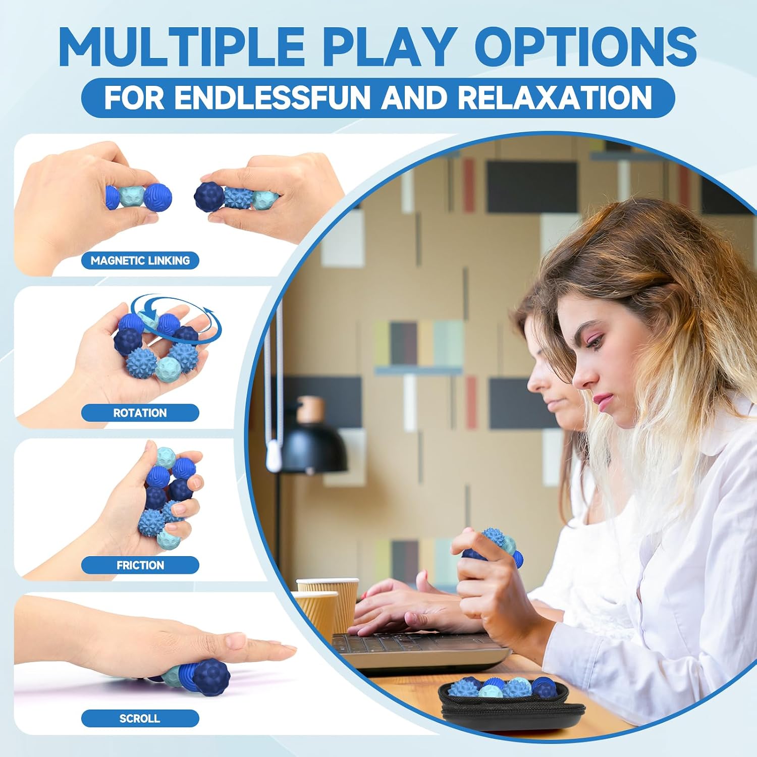 Magnetic Fidget Balls for Adults & Teens, Silent Fidget Toys for Office