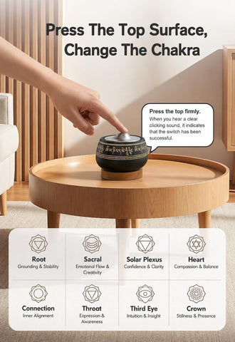 NDLT Portable Electronic Tibetan Singing Bowl, 8 Chakra Modes with 8 Chakra Cycle Play Mode, Auto/Manual Mode, Vibration & Built-in Timer, USB-C Rechargeable Meditation Device