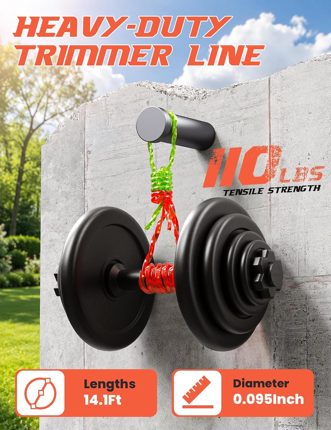 YWTESCH 4 Pack AL2420PD 0.095’’ Replacement Twisted Trimmer Lines Compatible with All EGO 15-Inch String Trimmers, 56 FT Dual Color Pre-Cut Heavy Duty Weed Wacker String for EGO Line Trimmers