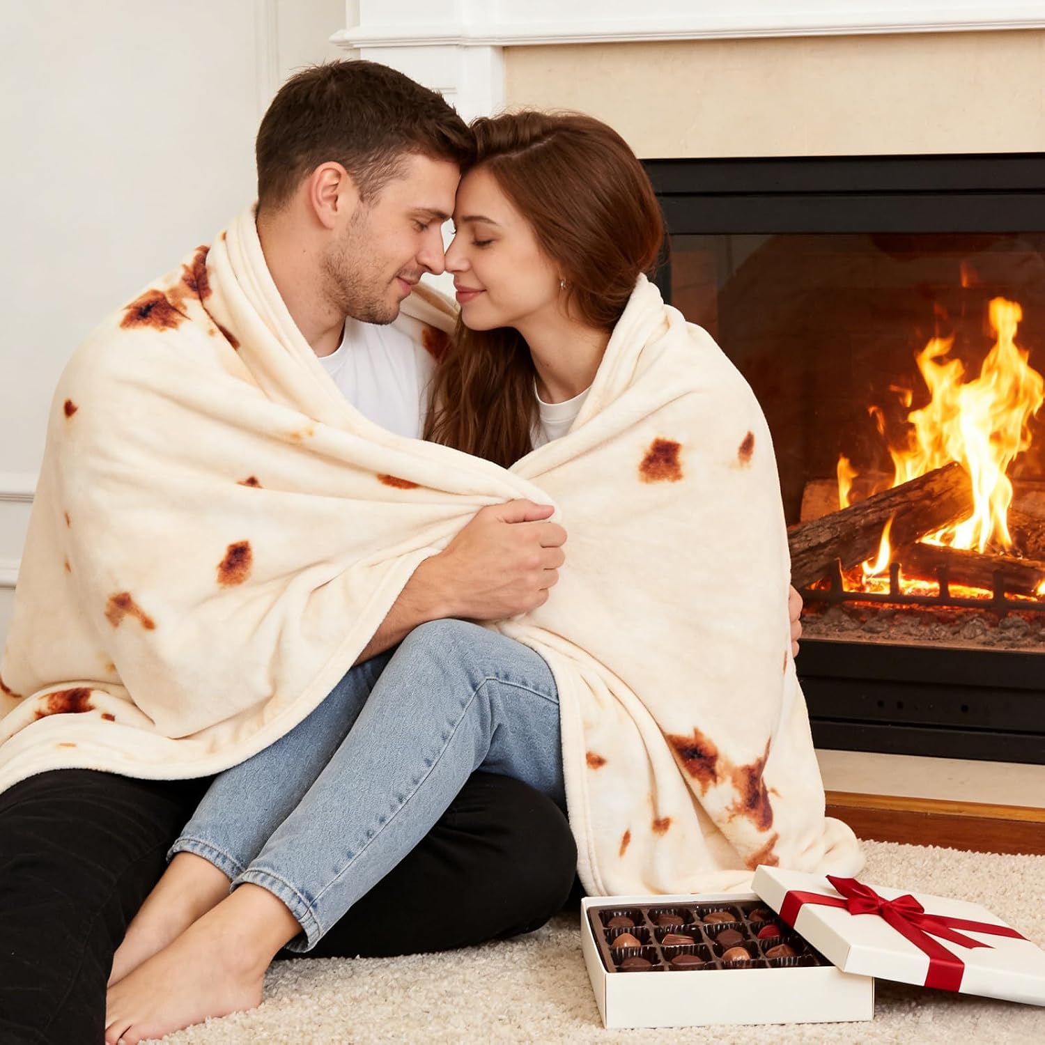 SeaRoomy 60 inches Burrito Tortilla Blanket, Funny Food Throw Blanket