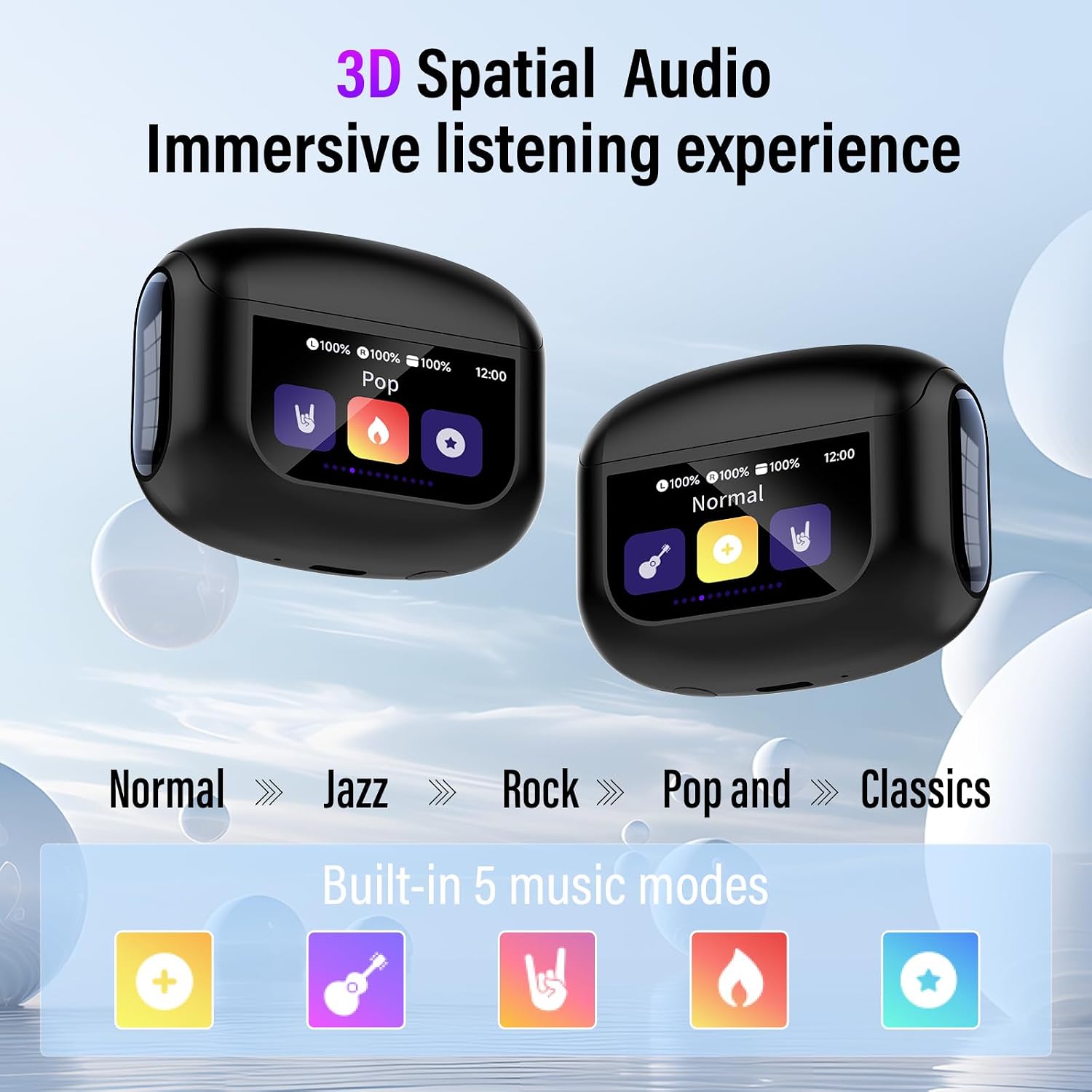 Active Noise Cancelling Ear Buds 48H Wireless Earbuds with Touch Screen