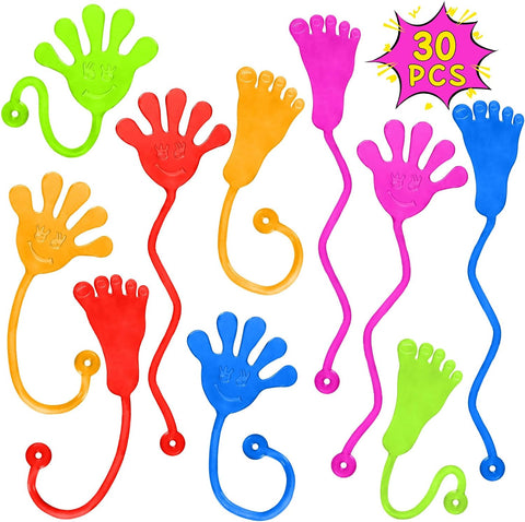 Sticky Hands Bulk 30 PCS Party Favors for Kids 4-8,8-12 Year Stretchy Sticky Hand Feet Halloween Goodie Bags Stuffers for Kids Classroom Prizes Birthday Trinkets Slap Hand Halloween Toys Bulk
