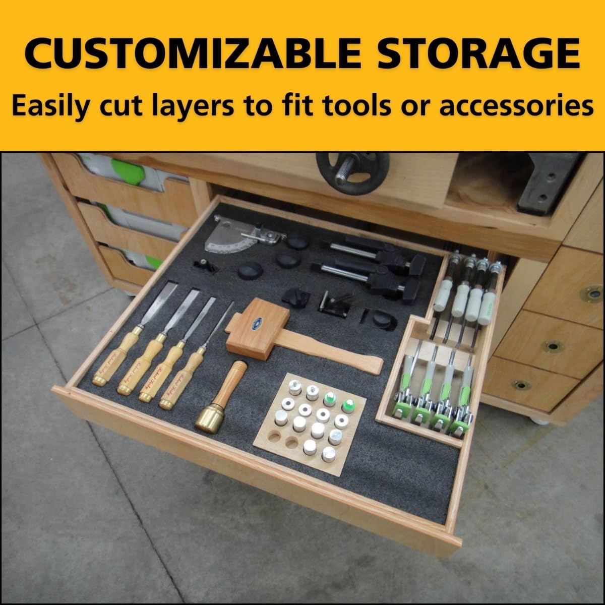 FastCap Kaizen Foam Sheet for Tool Organizers and Storage - Perfect for Professional Contractors and Technicians - 30mm Thickness, 2' x 4' Sheet Size, Black & Red