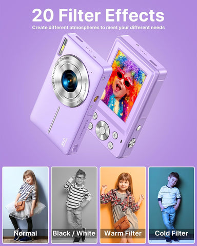 Digital Camera, Latest FHD 1080P Digital Camera for Teens with SD Card Anti Shake Point and Shoot Cameras Portable 16X Zoom Compact Small Cameras for Kids Boys Girls Seniors with Wrist Strap