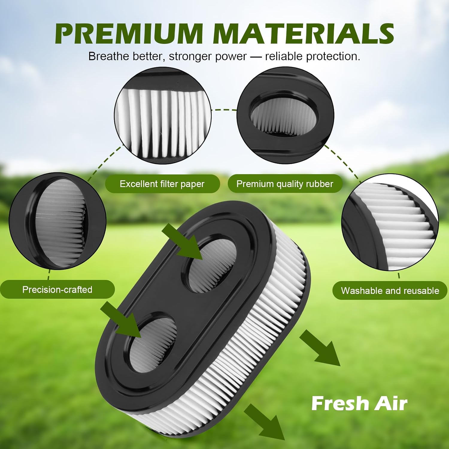 593260 Air Filter Replaces 798452 334404, 2Pcs Premium Lawn Mower Replacement Air Filters for 550E 09P702 500EX 550EX 625 575EX 09P00 5432 5432K 4247 Series Engine