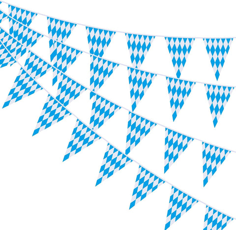 Ahfulife 39.3 Feet Oktoberfest Bavarian Flag Banner for Oktoberfest Decorations, Oktoberfest Pennant Banner with 30 Pcs Flags for German Themed Party Autumn Decoration (7.8"x11.8")