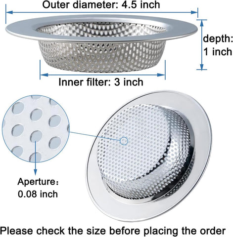 Honmein 3 Pcs Sink Strainer for Most Kitchen Sink Drain Basket, Upgraded Double-Layer Safe Design Kitchen Sink Strainer (Outer Diameter 4.5 Inch)