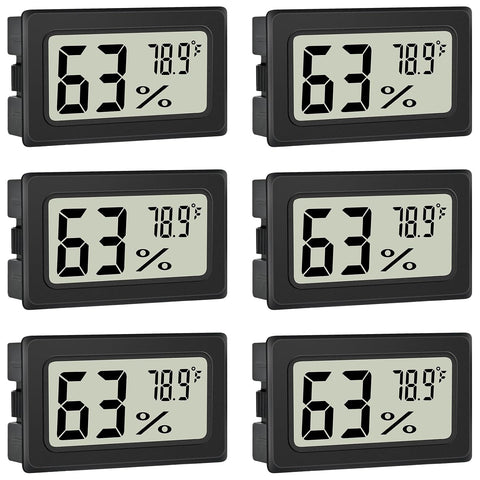 Humidity Meter Indoor Thermometer 6-Pack Mini Digital Thermometer Hygrometer Indoor Temperature Humidity Meters Gauge LCD Display Fahrenheit (℉) for Greenhouse, Reptile Tank, Cellar, Closet