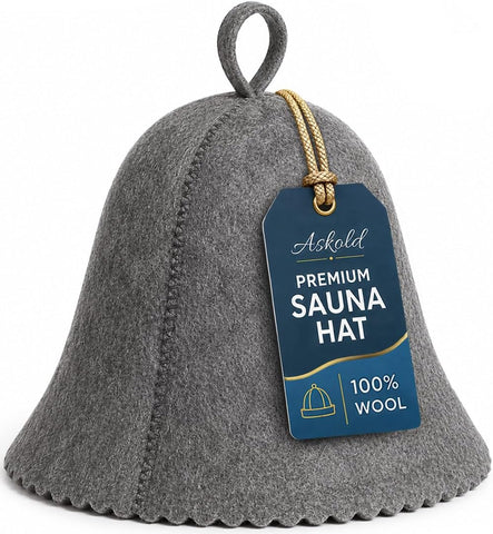 ASKOLD 2pcs Sauna Hats Wool, Sauna Hat for Men Wool Sauna Hat Banya Hat for Men Sauna Cap for Men, Sauna Hat Cap for Women White-Grey
