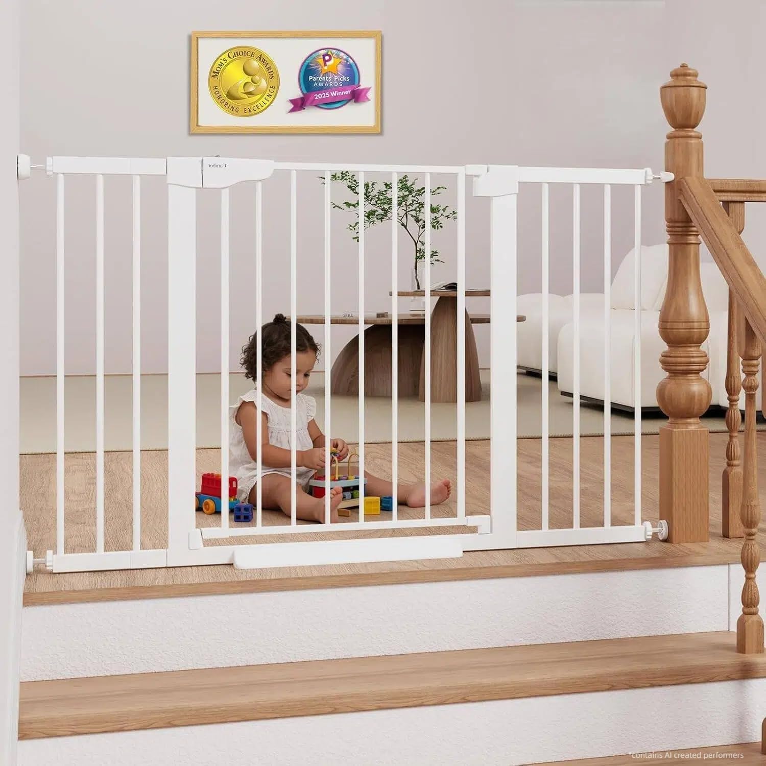 Cumbor 29.7-51.5 in Extra Wide Baby Gate for Stairs, Dog Gate Indoor White