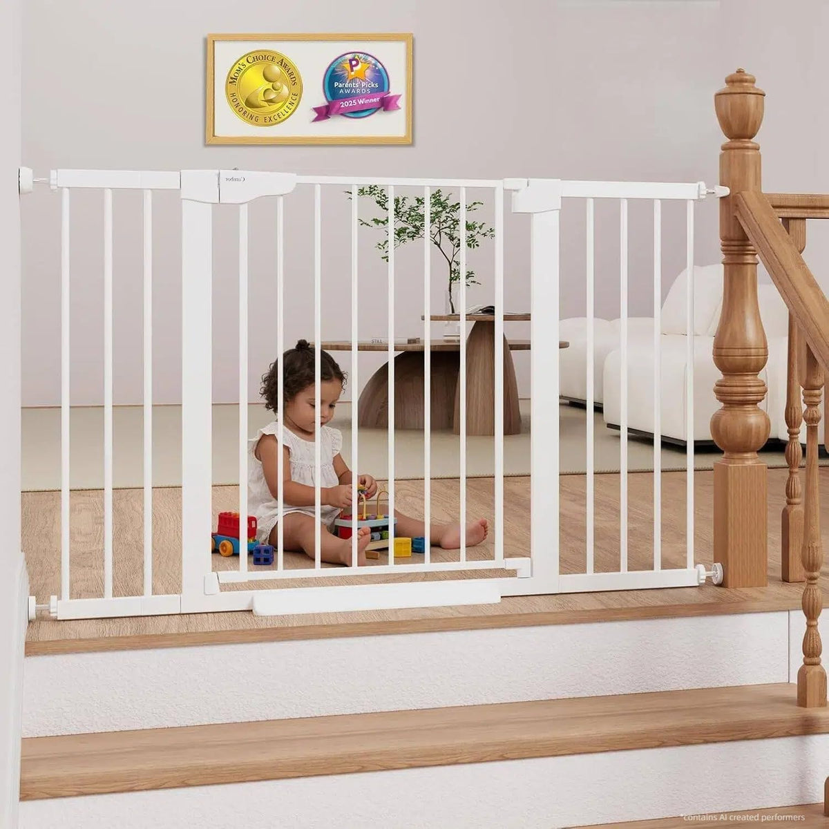 Cumbor 29.7-51.5 in Extra Wide Baby Gate for Stairs, Dog Gate Indoor White