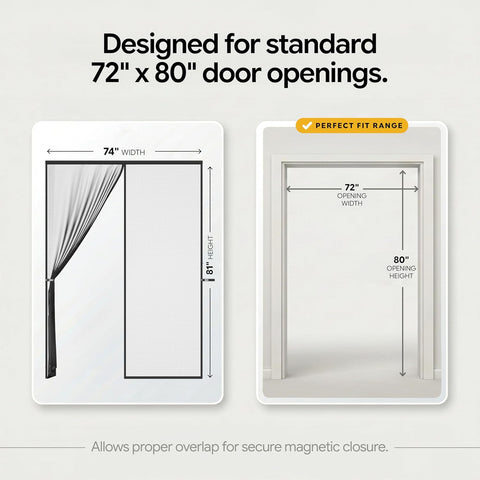AUGO Magnetic Screen Door - Self Sealing, Heavy Duty, Hands Free Mesh Partition Keeps Bugs Out - Pet and Kid Friendly - Patent Pending Keep Open Feature - 74 Inch x 81 Inch
