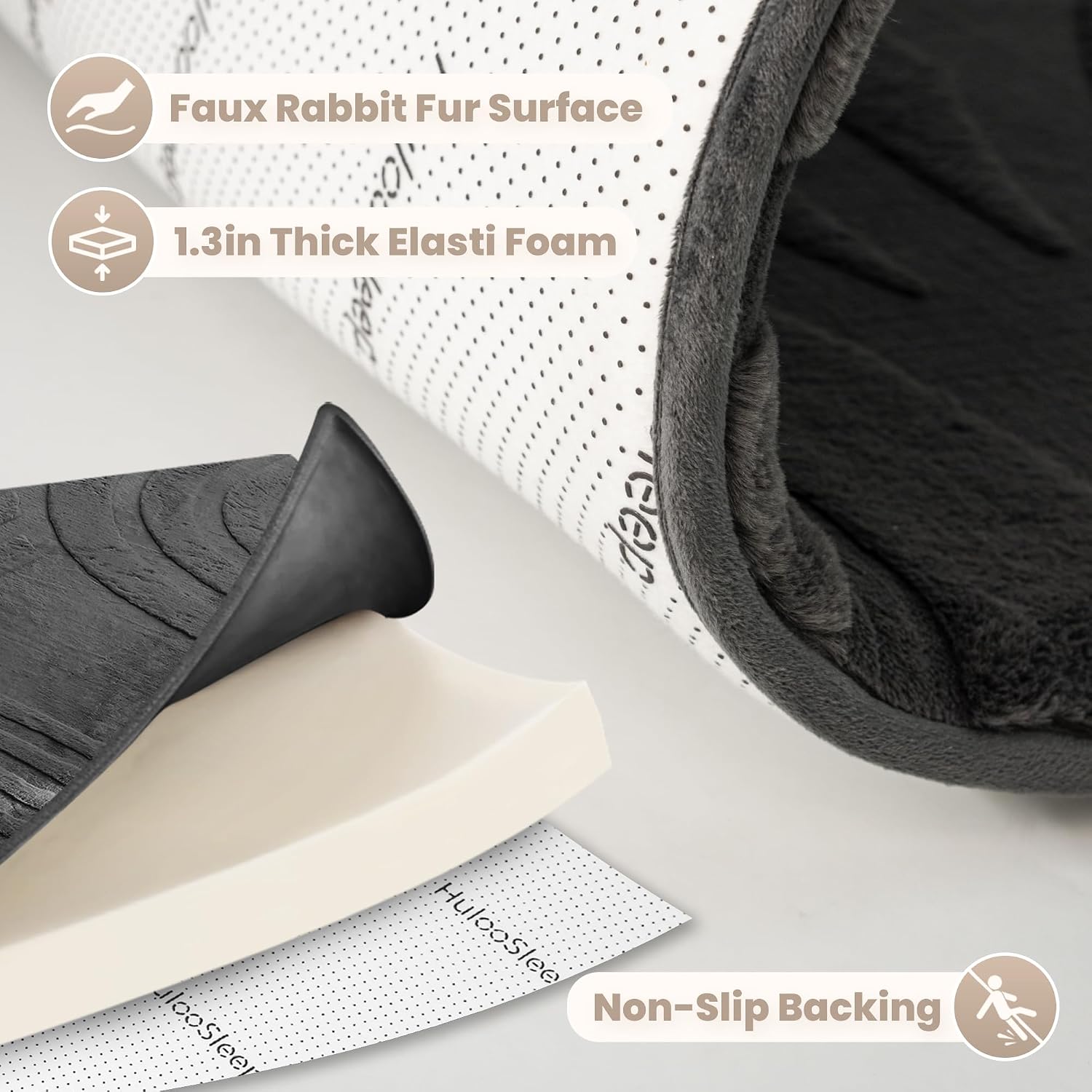 1.3" Thick Fluffy Baby Play Mat for Floor,Elasti Foam Padded Area Rug for Living Room Bedroom,Ultra Soft 3D Carved Kids Rug,Non-Slip Nursery Crawling Mat for Toddlers,4’x6’ Playroom Carpet(Charcoal)