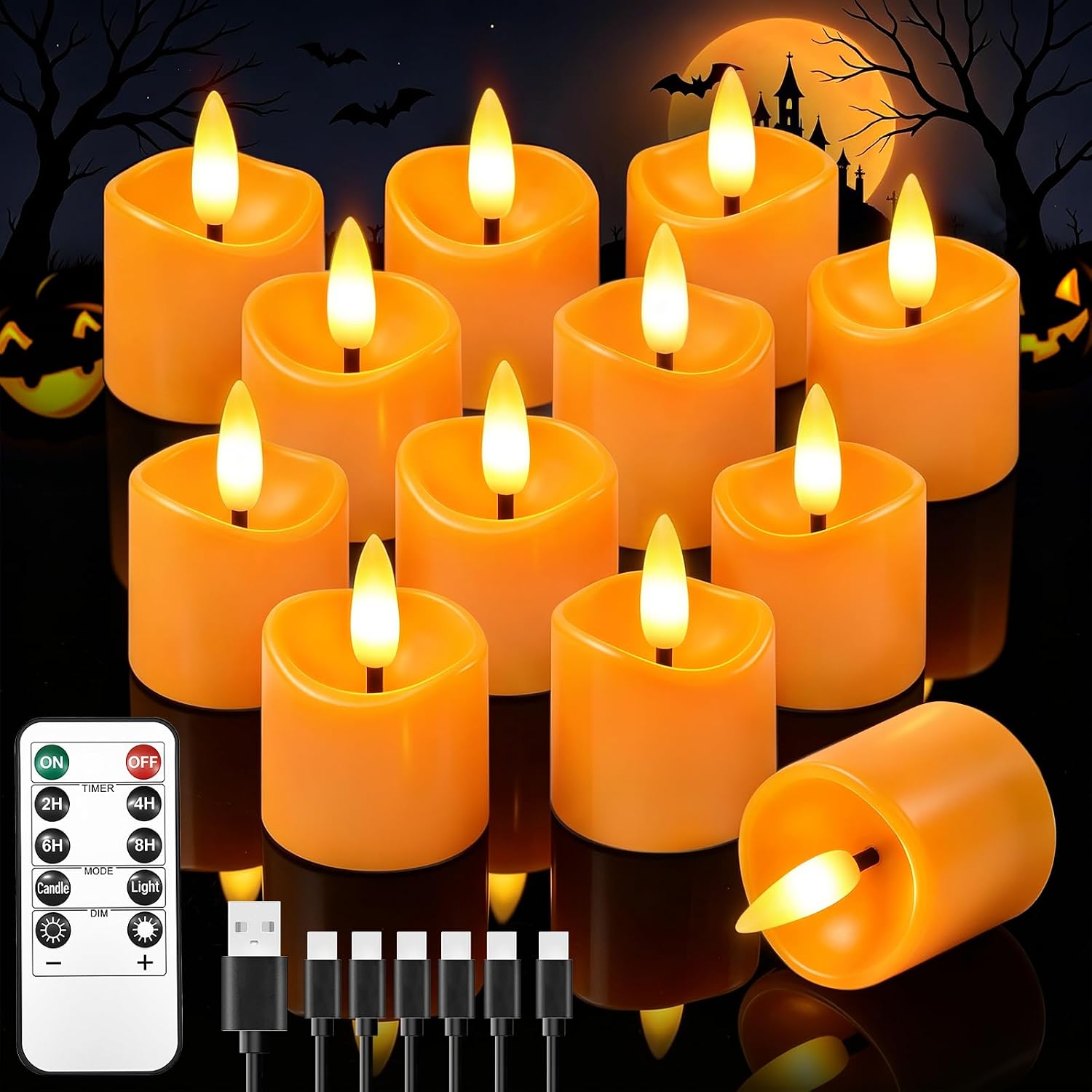 12 Pack Small Rechargeable Flameless Candles with Remote Timer