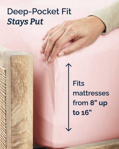 Twin Size 3 Piece Sheet Set - Comfy Breathable & Cooling Sheets - Baby Pink