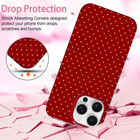Hython for iPhone 14 Pro Max Case Cute Polka Dot Aesthetic Design Simple Cover 6.7", Thin Slim Anti-Scratch Soft TPU Bumper Shockproof Rubber Protective Phone Cases for Women Girls Girly Boys, Red