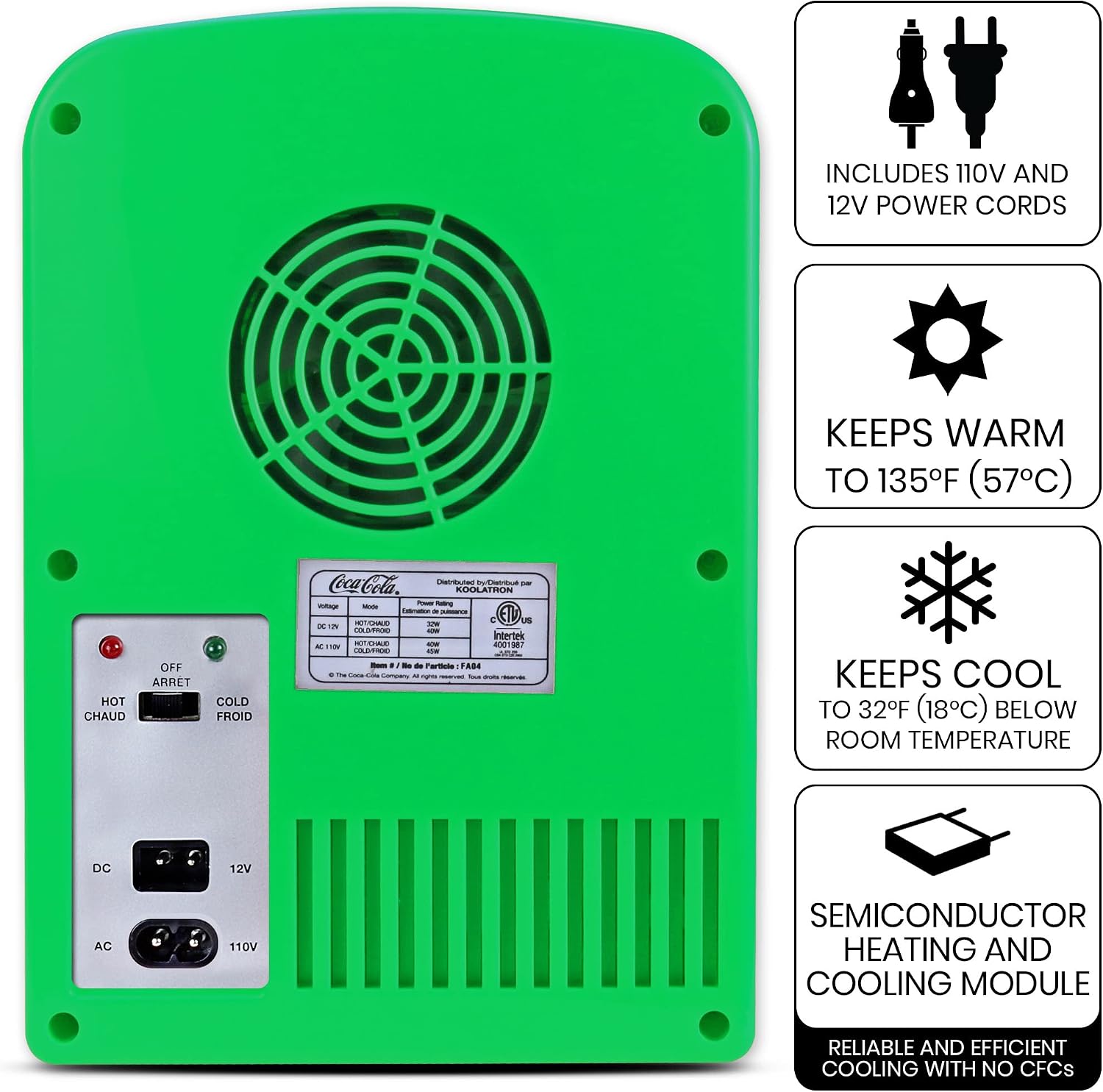 Koolatron Sprite Mini Fridge - 6 Can Refrigerator for Bedroom Office, Portable Table Top Beverage Cooler, 12V 110V Refrigerador For Drinks, Soda, Wines, Use In Car, Dorm, Outdoor, Patio