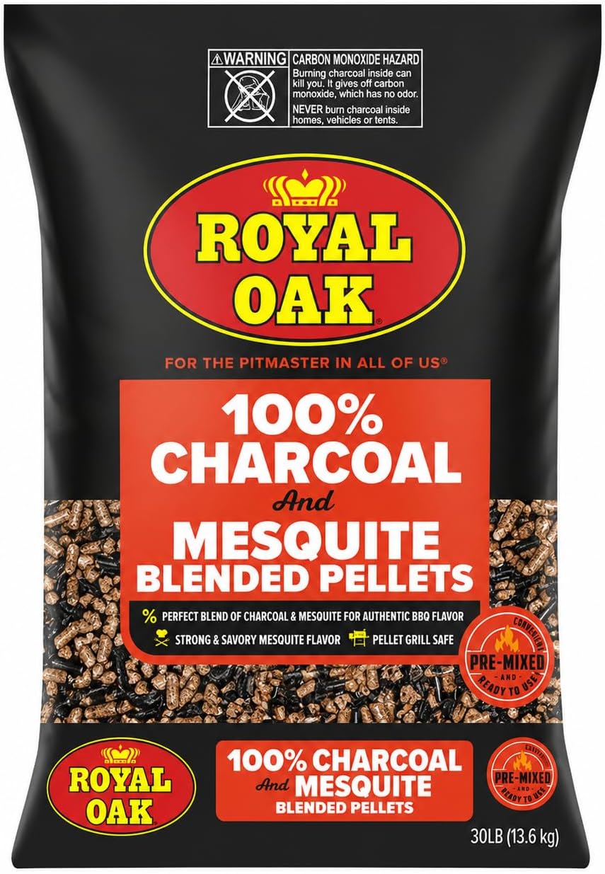 Royal Oak 100% Charcoal & Mesquite Pellets, 30 LB, Bold BBQ, Pellet Grill