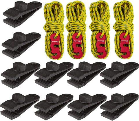 Tarp Clips Heavy Duty Lock Grip, 14 Pcs Tarp Clamps and Tent Cords Set