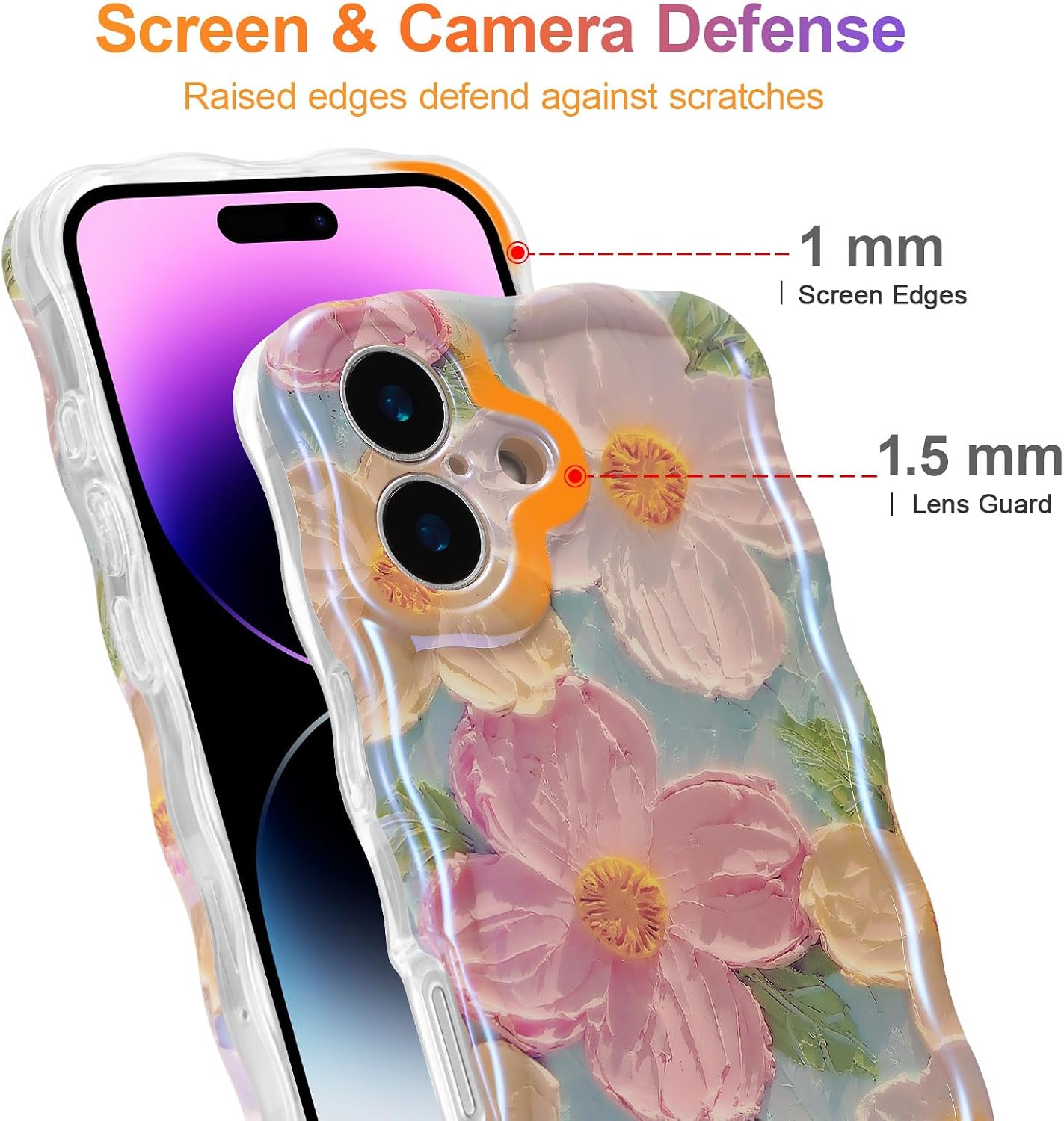 EYZUTAK Case for iPhone 17, Colorful Retro Oil Painting Print Flower, Green