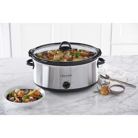 Crock-Pot 7 Quart Oval Manual Slow Cooker, Stainless Steel (SCV700-S-BR), Versatile Cookware for Large Families or Entertaining