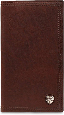 ARIAT Men's Rodeo Wallet in Oil Tan Leather with Brand Concho, ID and Card Slots