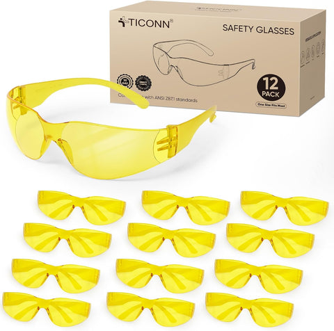 TICONN Clear Safety Glasses for Men & Women, ANSI Z87.1 Safety Goggles