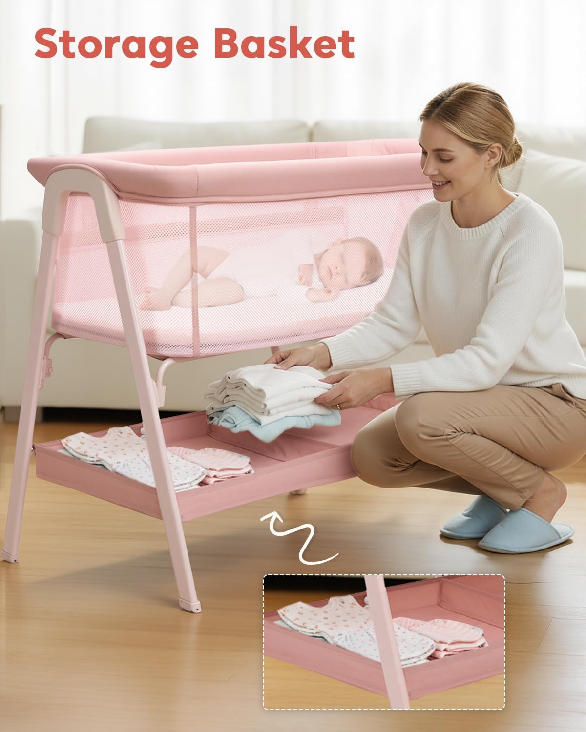 Baby Bassinet, Bedside Bassinet for Baby