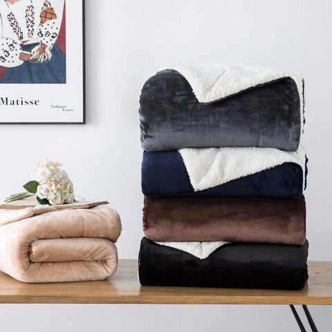 IR Imperial Rooms Sherpa Blankets Queen Size - Thick and Warm Blankets for Winter, Reversible Soft and Fuzzy Fluffy Queen Size Blanket for Bed, Camel, 90x90 Inches